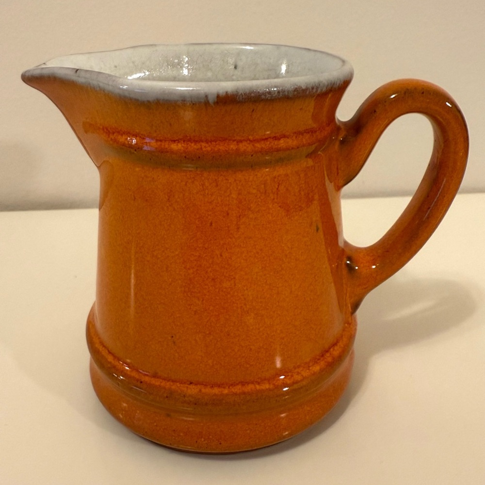 Vintage Glazed Stoneware Creamer – Burnt Orange